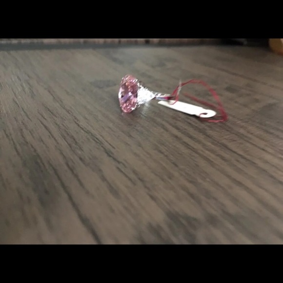 Sterling Silver Ring Pink Topaz diamond CZ size 6 - Picture 6 of 8